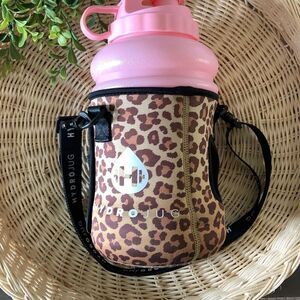 HYDROJUG Pink Half Gallon 73oz Water Bottle With Animal Print Sleeve And Strap